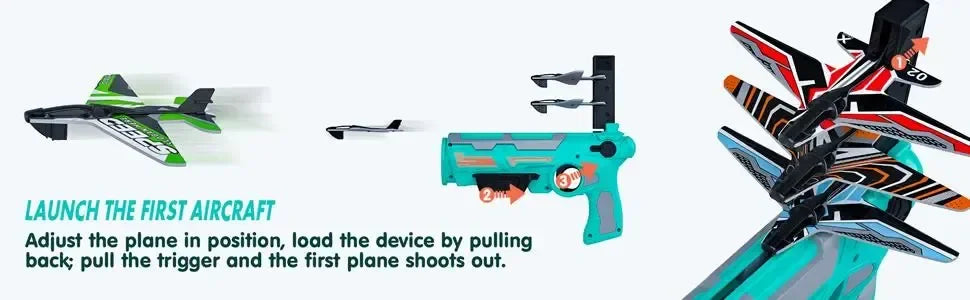 Ejection Aircraft Shooting Game Outdoor Parent-child Sports Toy Boy Gifts Shooting Aircraft Set Plastic Airplane Toys for Kids ALPENZO