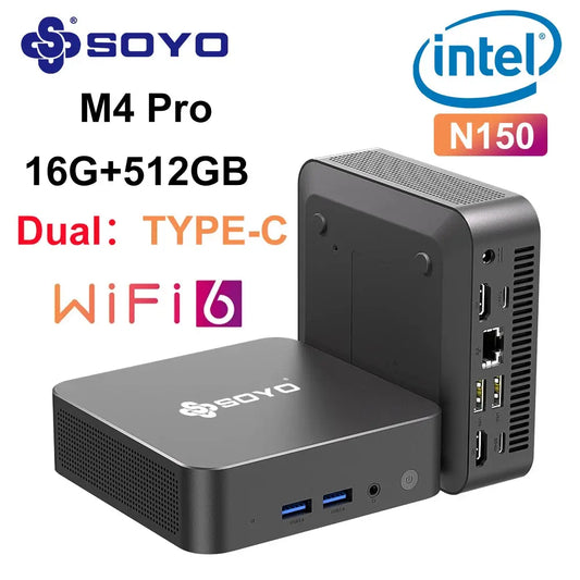 SOYO M4 PRO Mini PC Intel Twin Lake N150 Mini PC Computer PC Win11 Pro Mini PC DDR4 16GB RAM 512GB ROM WiFi6 BT5.2 Desktop - ALPENZO