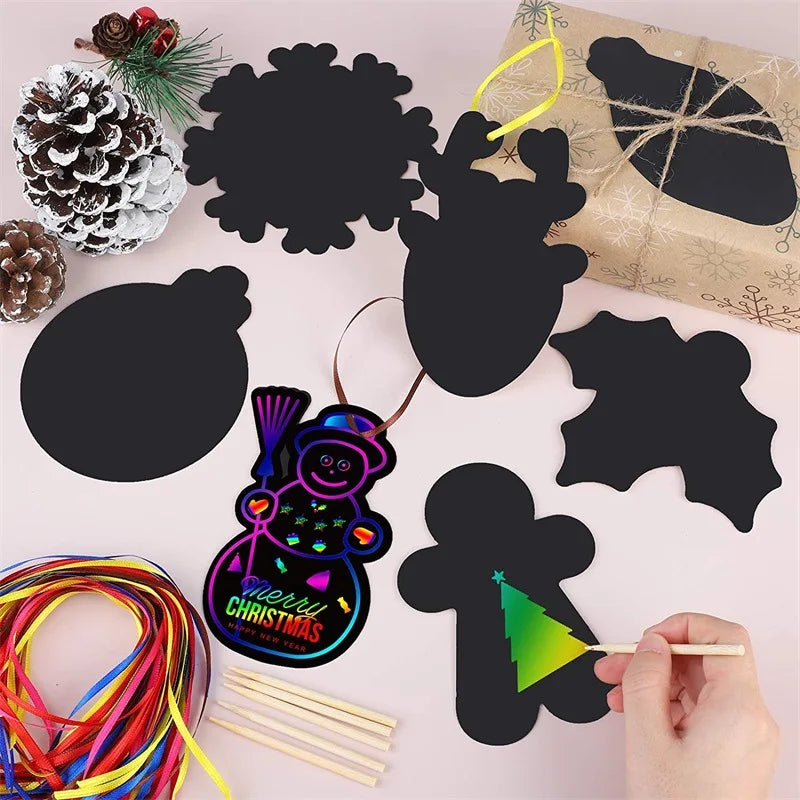 24Pcs Animal DIY Toys Scratching Painting Paper Alien Scratching Painting Colorful Scratching Paper For Kids ALPENZO