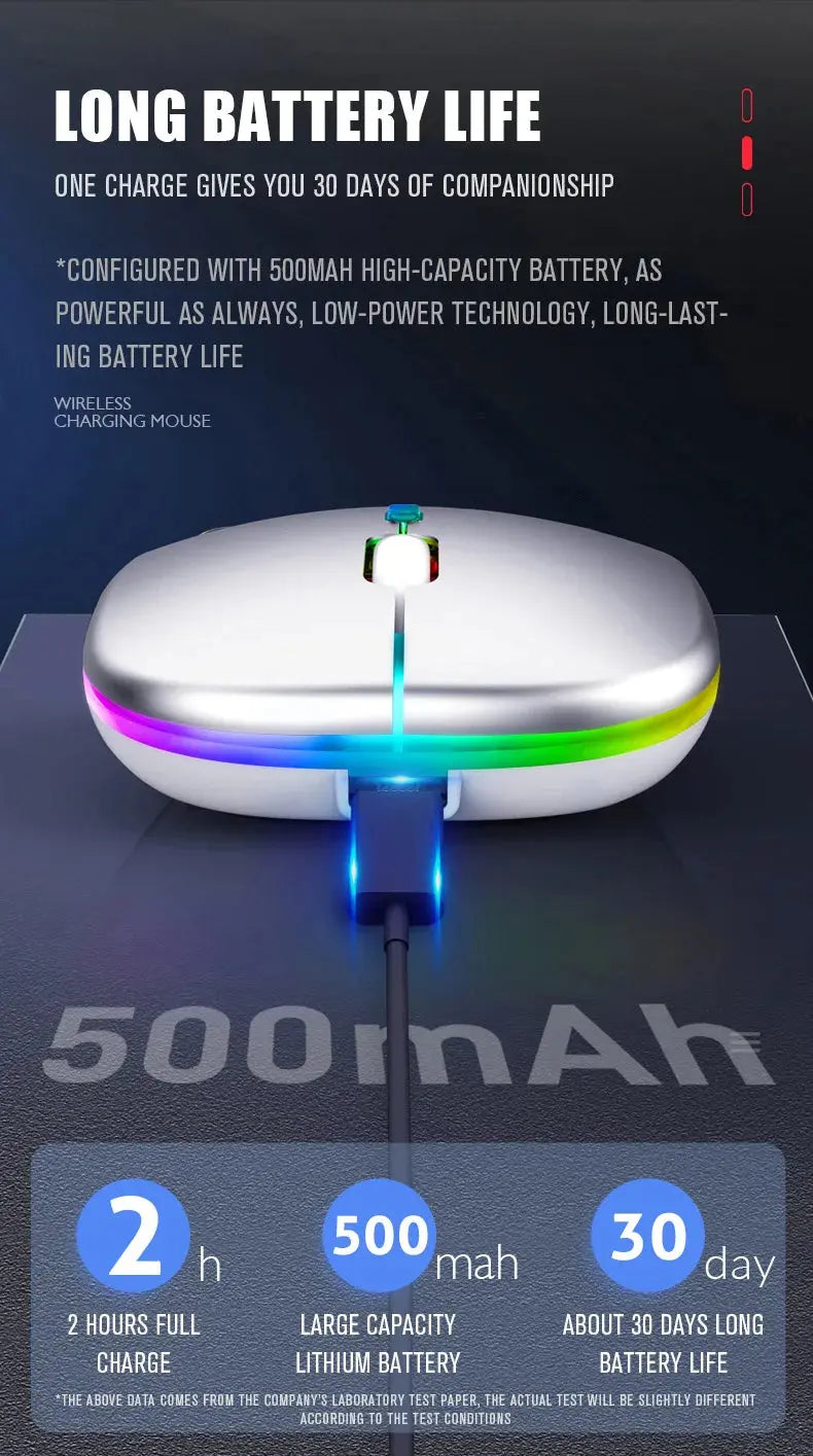 Tablet Phone Computer Bluetooth Wireless Mouse Rechargeable RGB Backlight Mice for iPad PC Laptop Tablet Phone 2.4GHz USB Mouse - ALPENZO
