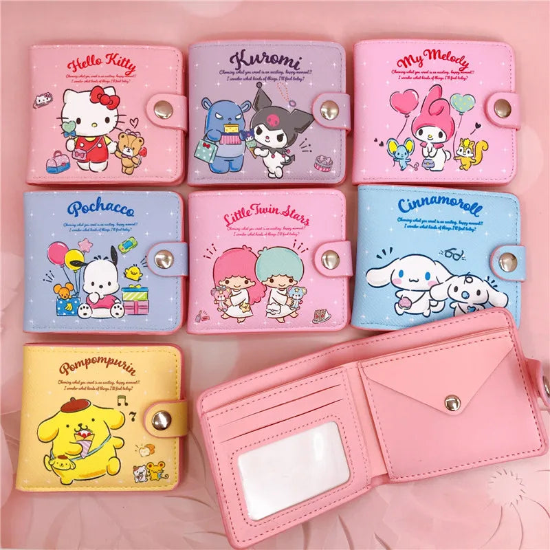Kawaii Sanrio Pu Casual Money Bag Hello Kitty Cinnamoroll My Melody Kuromi Coin Purse Card Holder Wallet With Buttons ALPENZO