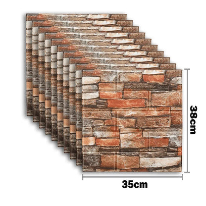 10pcs Self Adhesive Decor 3D Foam Wall Stickers Pane Room Waterproof peel and stick Brick Wallpaper for Interior Decoration - ALPENZO