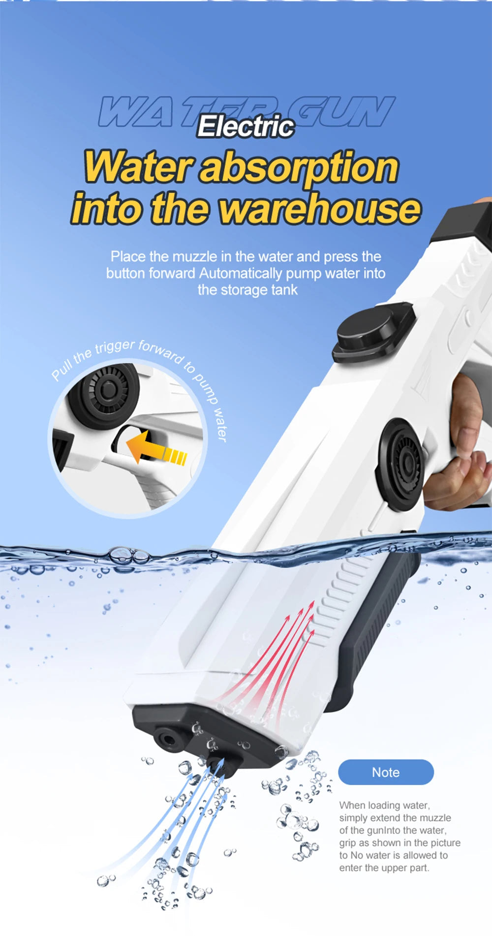 Electric Automatic Water Storage Gun Toys Portable Children Summer Beach Outdoor Fight Fantasy Spray Gun Toys Boy Kid Adult Game ALPENZO
