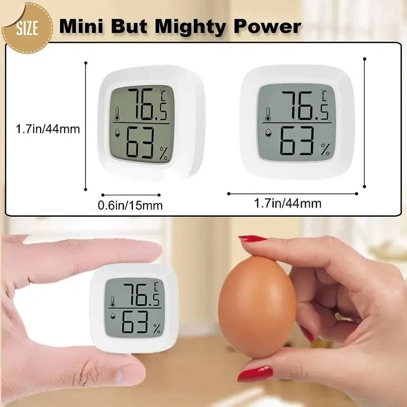 Humidity sensor, indoor thermometer, hygrometer, temperature and humidity monitor, with LCD display screen, displaying Celsius t - ALPENZO