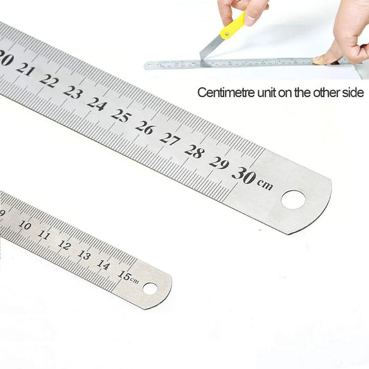 Stainless Steel Double Side Straight Ruler Centimeter Inches Scale Metric Ruler Precision Measuring Tool School Office Supplies ALPENZO