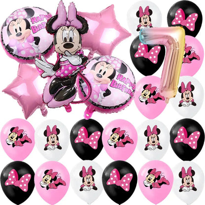 Minnie Mouse Party Decoration Disposable Tableware Minnie Cup Plate Balloon For Girls Baby Bath Birthday Party Supplies ALPENZO