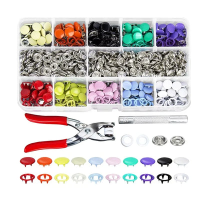 Snap Button Kit With Hand Pressure Pliers 50pcs Snaps , Metal Snaps For Sewing, Sewing Snaps For DIY Crafts Clothes Hats - ALPENZO