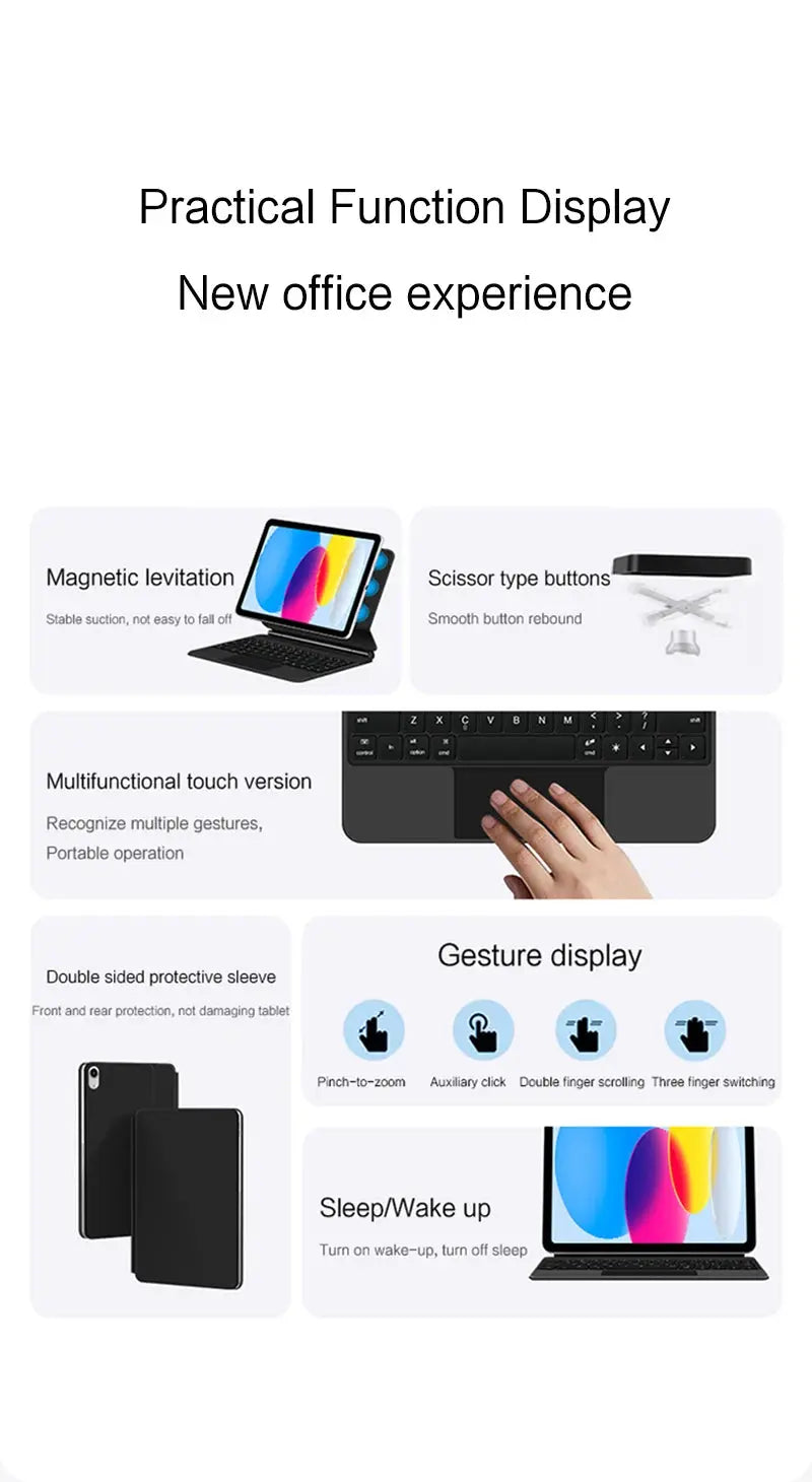 Magic Keyboard for iPad Pro 11 12.9 Air 4 Air 5 for iPad 10th Generation Pro 12.9 6th 5th 4th 3rd Gen Smart Cover Magnetic Case - ALPENZO