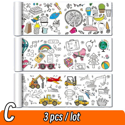 0.9/3M Space Food Animal Canvas Children's Drawing Roll DIY Coloring Paper Roll Color Filling Graffiti Paper-cut Painting School ALPENZO