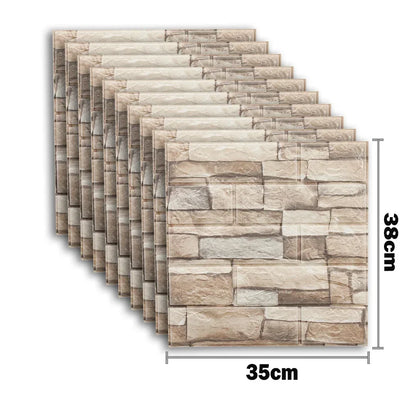 10pcs Self Adhesive Decor 3D Foam Wall Stickers Pane Room Waterproof peel and stick Brick Wallpaper for Interior Decoration - ALPENZO