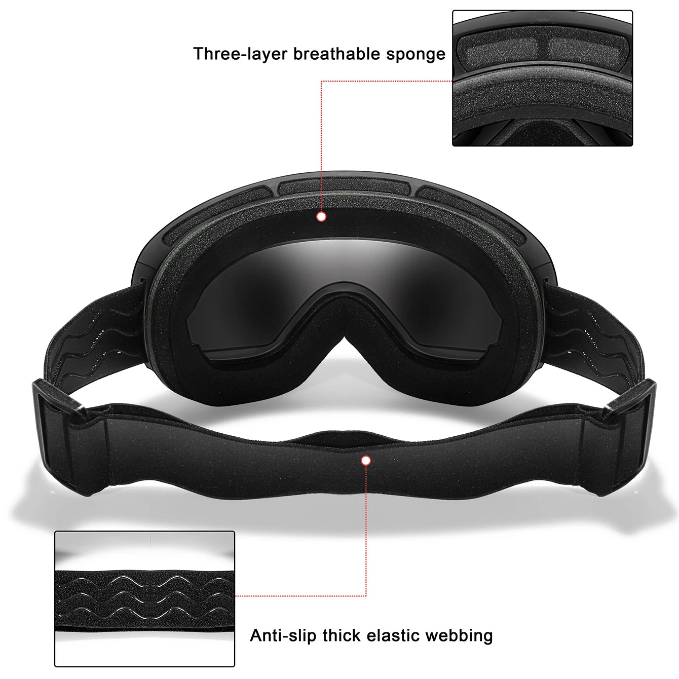 Ourdoor Sports Teen Men Women Ski Goggles-Anti-fog UV400 Eyewear, Christmas and New Year Gift, Free Black Lens and Optical Frame
