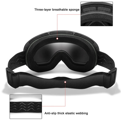 Ourdoor Sports Teen Men Women Ski Goggles-Anti-fog UV400 Eyewear, Christmas and New Year Gift, Free Black Lens and Optical Frame