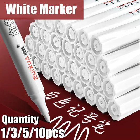 1/3/5/10pcs White Marker Pens set 2.0mm Oily Waterproof  Gel Pen  Graffiti Sketching Marker Stationery Writing  School supplies ALPENZO