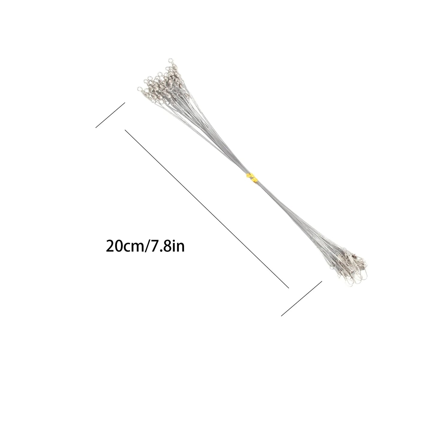 20PCS Sliver Anti Bite Steel Fishing Line Steel Wire Leader With Swivel Fishing Accessory Lead Core Leash Fishing Wire 15CM-30CM