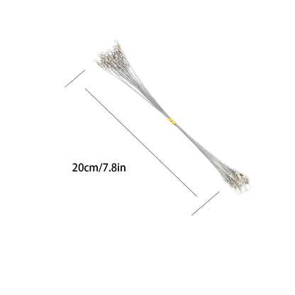 20PCS Sliver Anti Bite Steel Fishing Line Steel Wire Leader With Swivel Fishing Accessory Lead Core Leash Fishing Wire 15CM-30CM