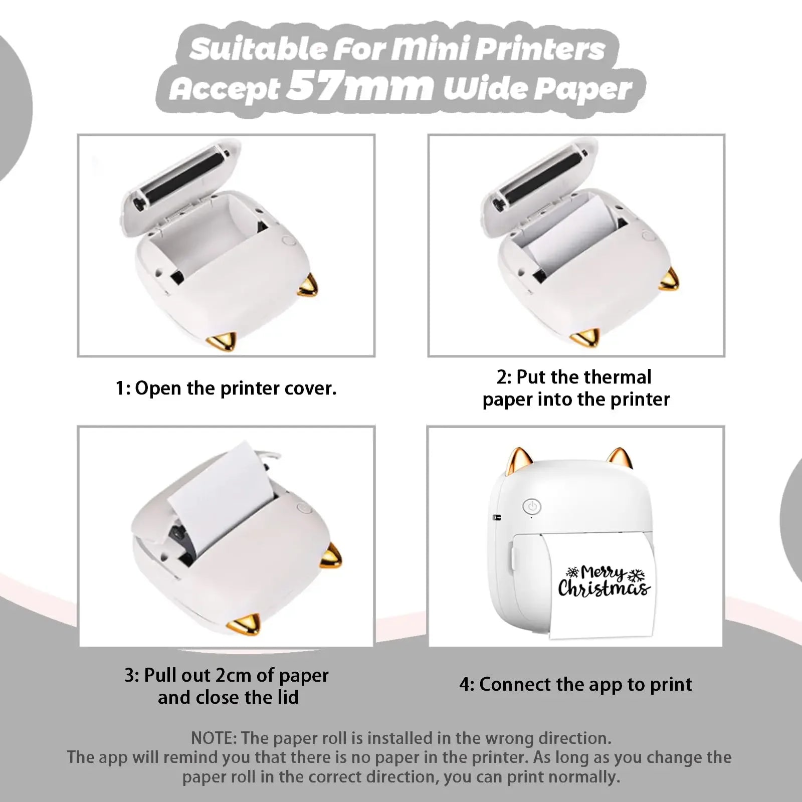 Thermal Printer Paper Rolls for Mini 10 Rolls 2.2in x 19ft  Pocket Printer White Colors Sticky Receipt Paper Rolls POS Papers ALPENZO