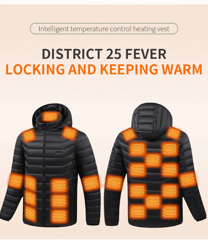 21 Areas Heating Jacket Men's Winter Usb Electric Heating Coat Functional Self-Heating Clothes Outdoor Snow Thick Padded Jacket ALPENZO