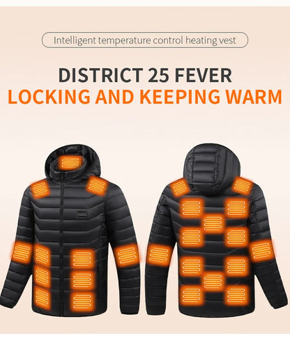 21 Areas Heating Jacket Men's Winter Usb Electric Heating Coat Functional Self-Heating Clothes Outdoor Snow Thick Padded Jacket ALPENZO