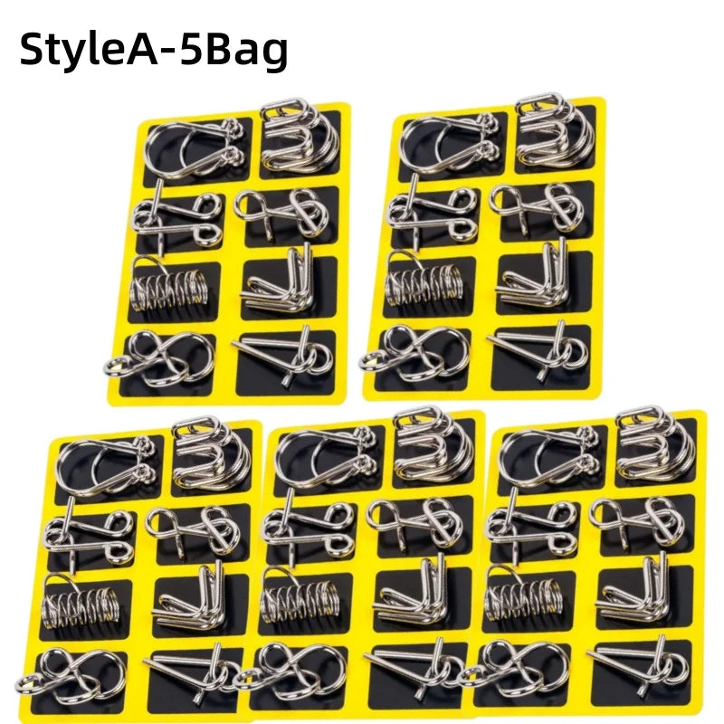 8Pcs/Set Metal Montessori Puzzle Wire IQ Mind Brain Teaser Puzzles Children Adults Interactive Game Reliever Educational Toys ALPENZO