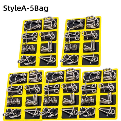 8Pcs/Set Metal Montessori Puzzle Wire IQ Mind Brain Teaser Puzzles Children Adults Interactive Game Reliever Educational Toys ALPENZO