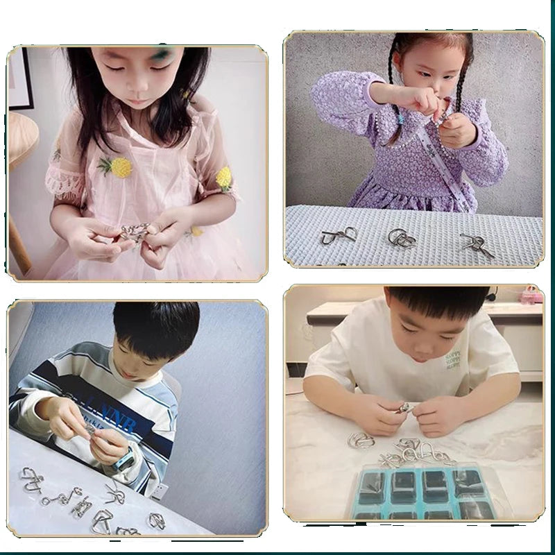 Nine link Metal Children's Puzzle Toy Adult Ieisure Stress Reducing Intelligence Buckle 8-piece Set With Detachable Buckle ALPENZO