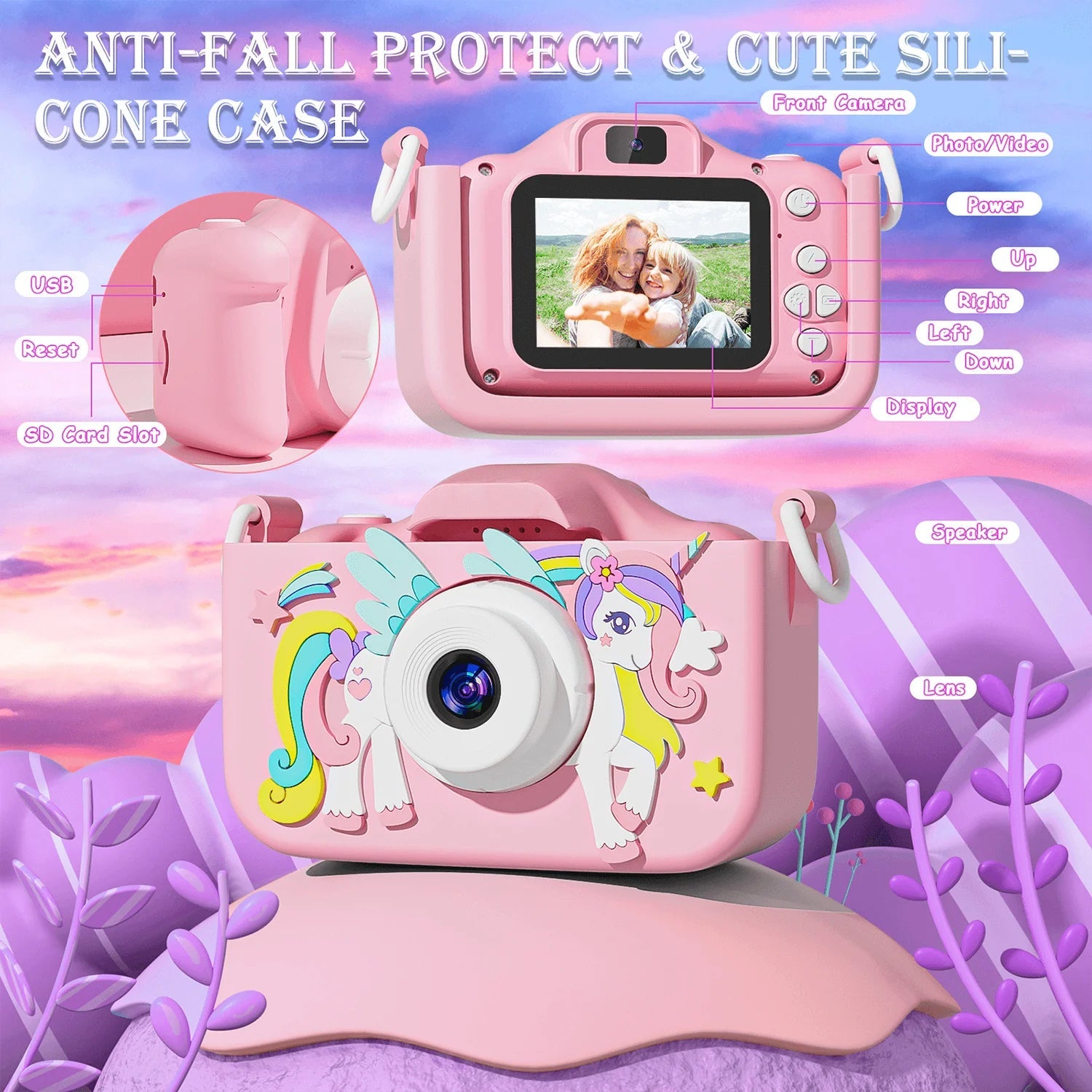 Kdis Camera Toys 1080P HD 2inch Screen Cat Mini Digital Camera for Girls Boys Children Chirtmas Birthday Gift Toys ALPENZO