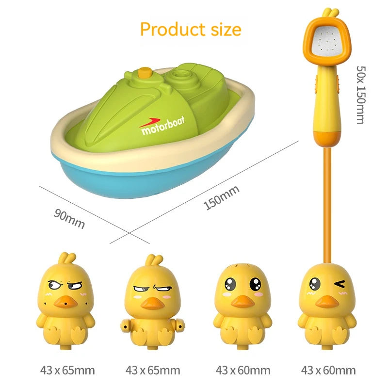 Cute Duck Bathtub Boat Toy with 3 Emotional Ducks Automatic Water Spray Toys for Toddlers, Sensory Interactive Baby Shower Gift ALPENZO
