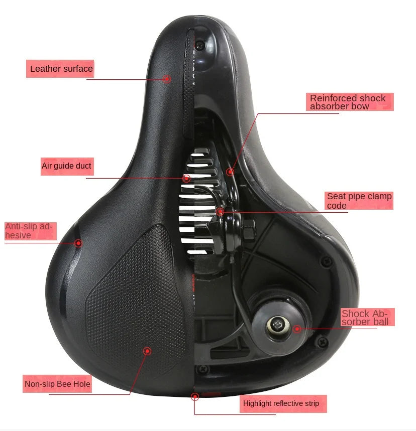 ESLNF Hollow Breathable Bicycle Saddle MTB Road Bike Saddle Shock Absorbing Comfortable Big Butt Bike Seat Bicycle  Accessories