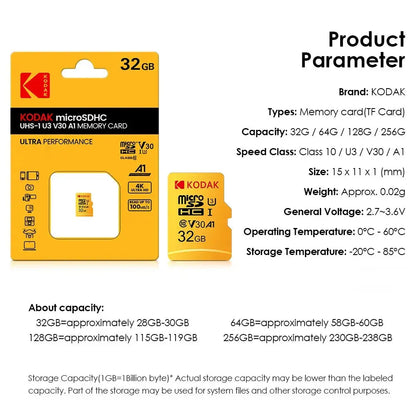 KODAK Micro SD Card Driving Recorder 64GB Memory Card For Mobile Phone PC Earphone Speaker HD Camera - ALPENZO