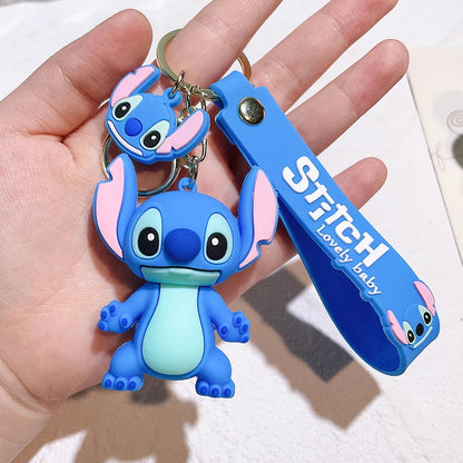 Lilo & Stitch Toys Keychian Anime Stitch Pendant Keychain Sweet Pink Angel Keychians Women Car Keyring Girl Birthday Gift ALPENZO