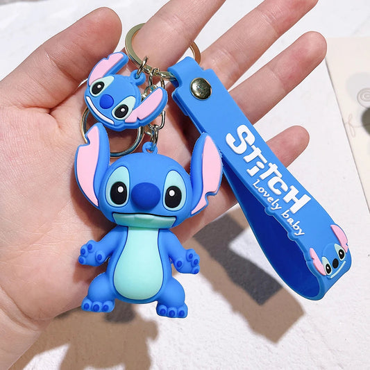 Lilo & Stitch Toys Keychian Anime Stitch Pendant Keychain Sweet Pink Angel Keychians Women Car Keyring Girl Birthday Gift ALPENZO