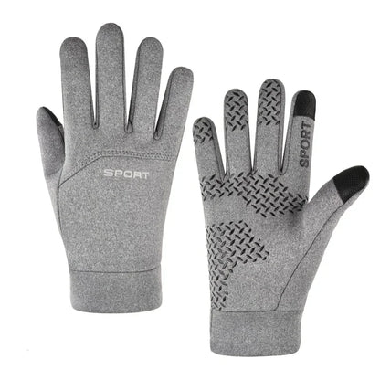 Men Winter Waterproof Cycling Gloves Outdoor Sports Ski Running Motorcycle Touch Screen Fleece Gloves Non-Slip Warm Full Fingers