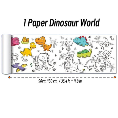 0.9/3M Space Food Animal Canvas Children's Drawing Roll DIY Coloring Paper Roll Color Filling Graffiti Paper-cut Painting School ALPENZO
