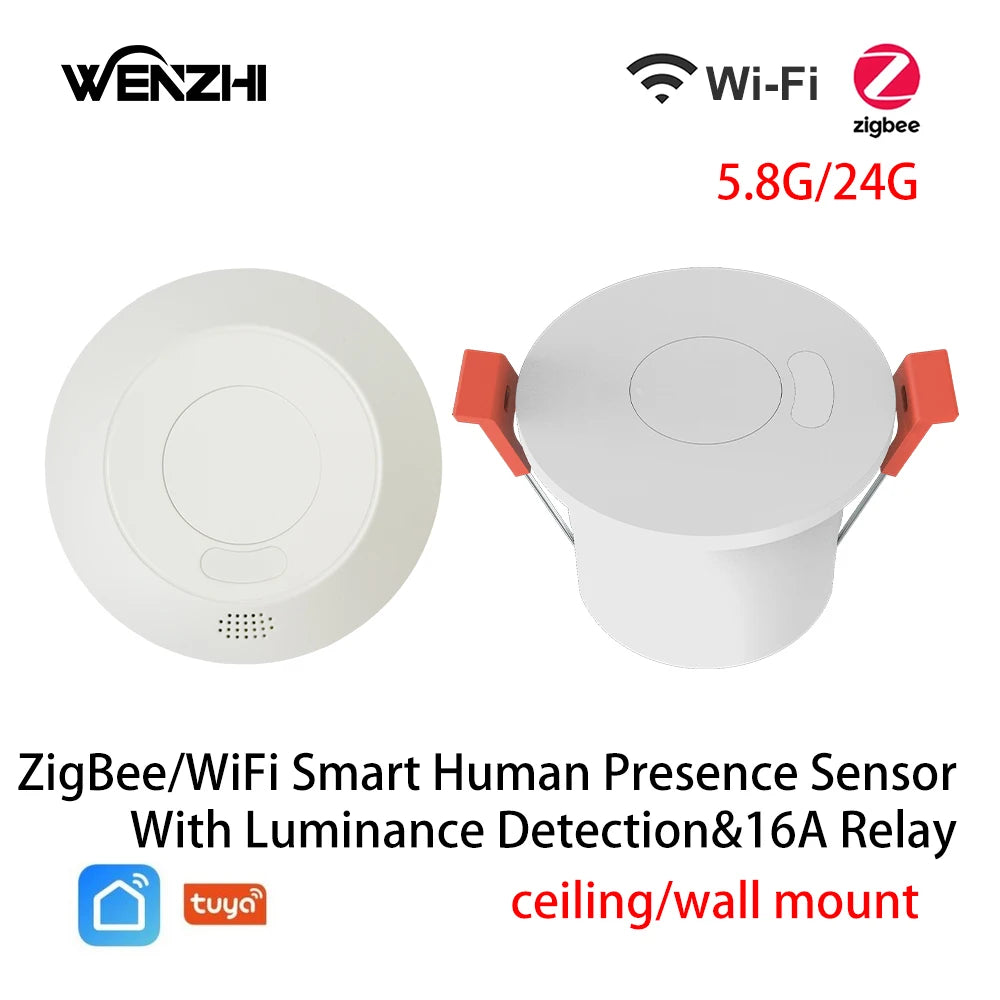 ZigBee 24G MmWave Radar Human Body Presence Motion Sensor For Light Switch Luminosity Detection 110/220V Tuya Smart Life Home - ALPENZO