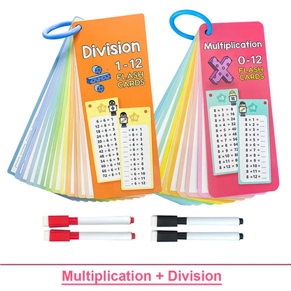 1-12 Maths Table Cards Self Check Math Learning Tool Montessori Mathematical Teaching Aids Add&Subtract or Multiply&Divide Set ALPENZO