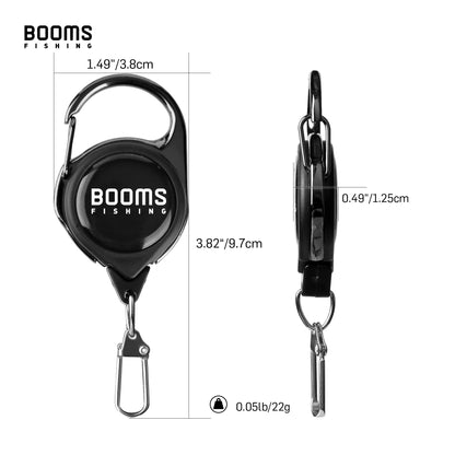 Booms Fishing Retractable Key Chain 2pcs with Antirust Spring Easy Release Badge Holder Fly Fishing Zinger Retractor Accessories