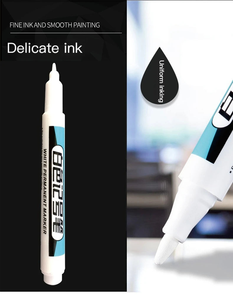 1/4Pcs White Permanent Paint Pen set for Wood Rock Plastic Leather Glass Stone Metal Canvas Ceramic Deep Hole Marker 0.7mm ALPENZO