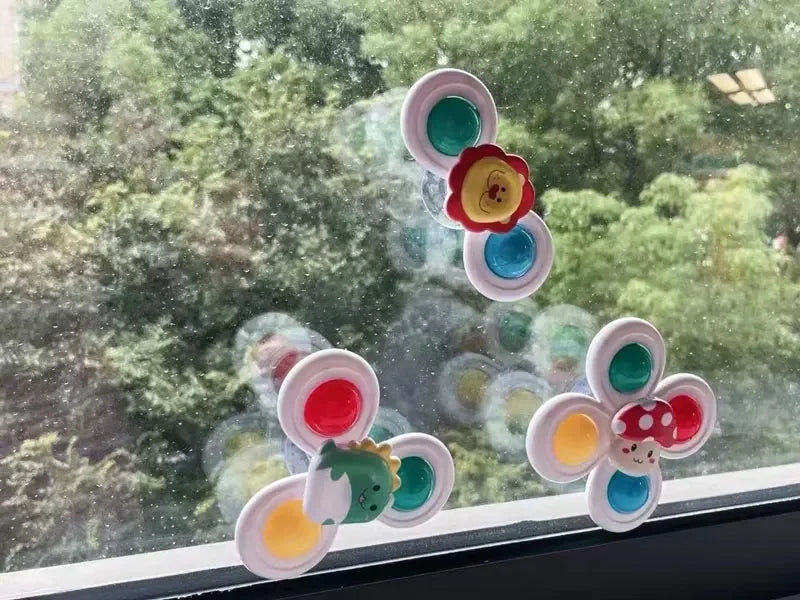 Juego de juguetes giratorios de animales de dibujos animados para niños, ventosa giratoria, ventana, silla alta, mesa, baño ALPENZO