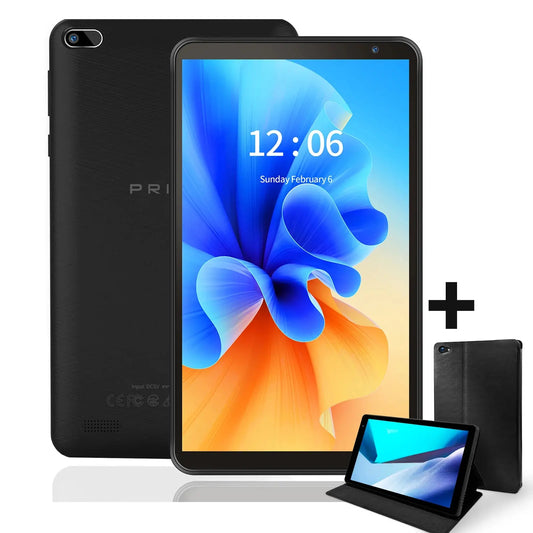 PRITOM 7 Inch Tablet PC 32 GB Android 11 with Quad Core Processor HD IPS Display Dual Camera WiFi with PU Protective Case - ALPENZO