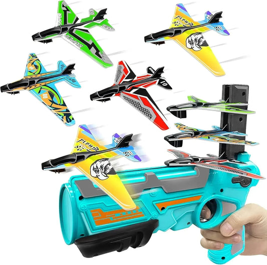 Ejection Aircraft Shooting Game Outdoor Parent-child Sports Toy Boy Gifts Shooting Aircraft Set Plastic Airplane Toys for Kids ALPENZO