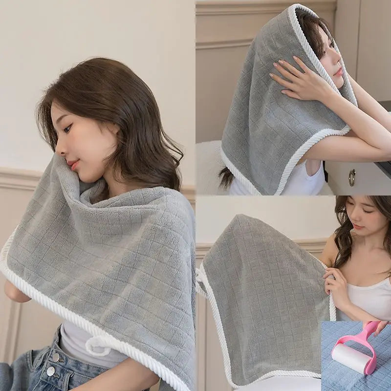Square Spiral Bath Towel Designer Solid Color Quick Drying Water Absorbing Dry Hair Household And Daily Use Soft Square-Towels - ALPENZO