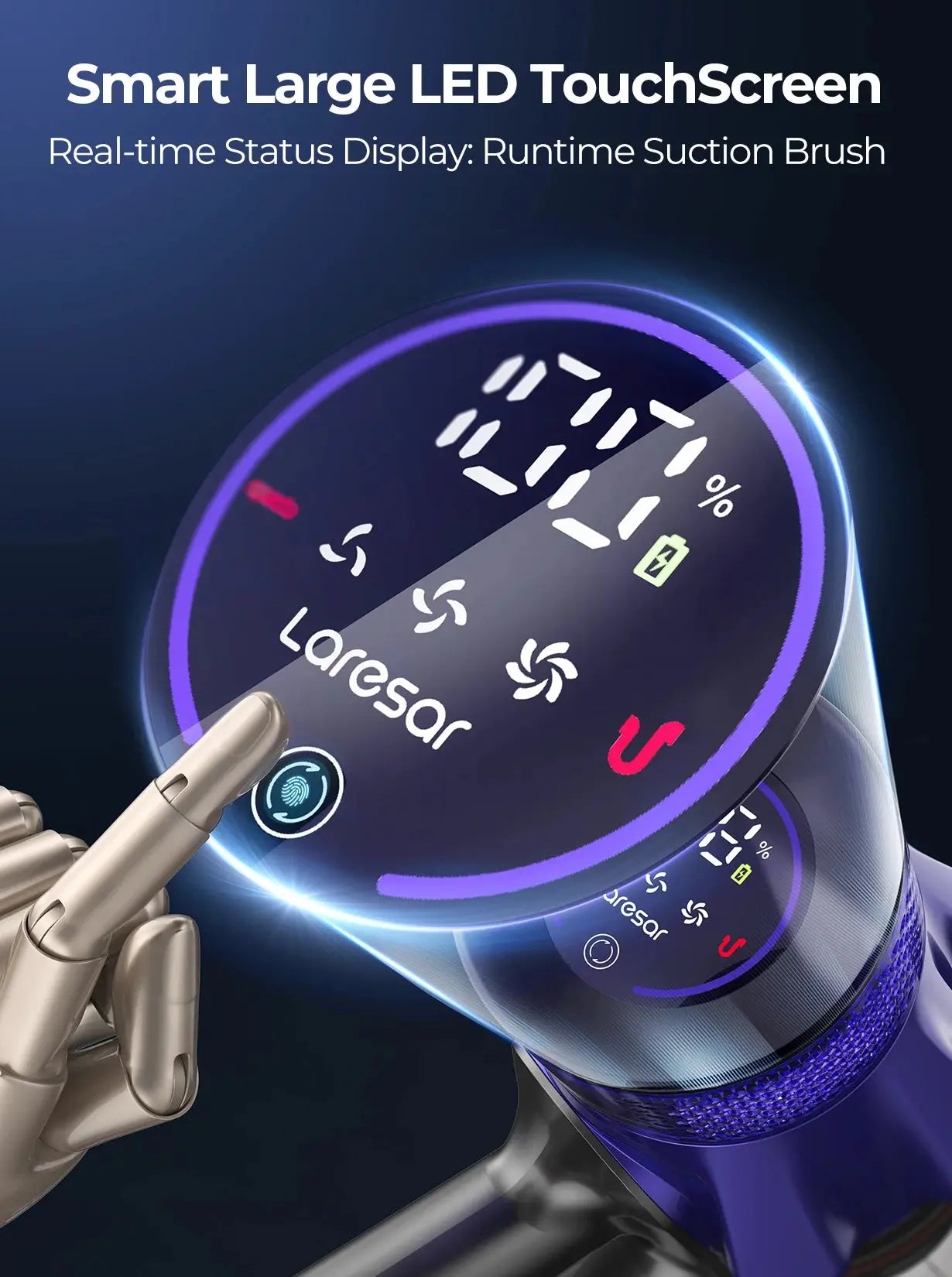 Laresar V7 500W 50KPA Suction Power Cordless Vacuum Cleaner  Handheld smart Home appliance Removable Battery Dust Cup - ALPENZO