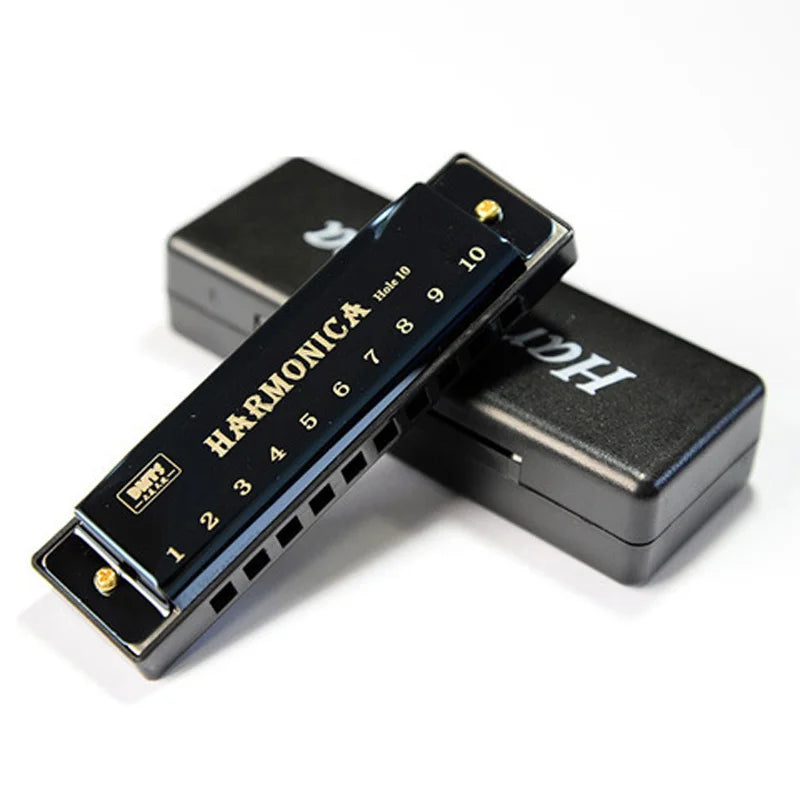 Harmonica Key of C 10 Hole Diatonic Harmonica C with Case for Beginner Students Kids Gift BLUES with case