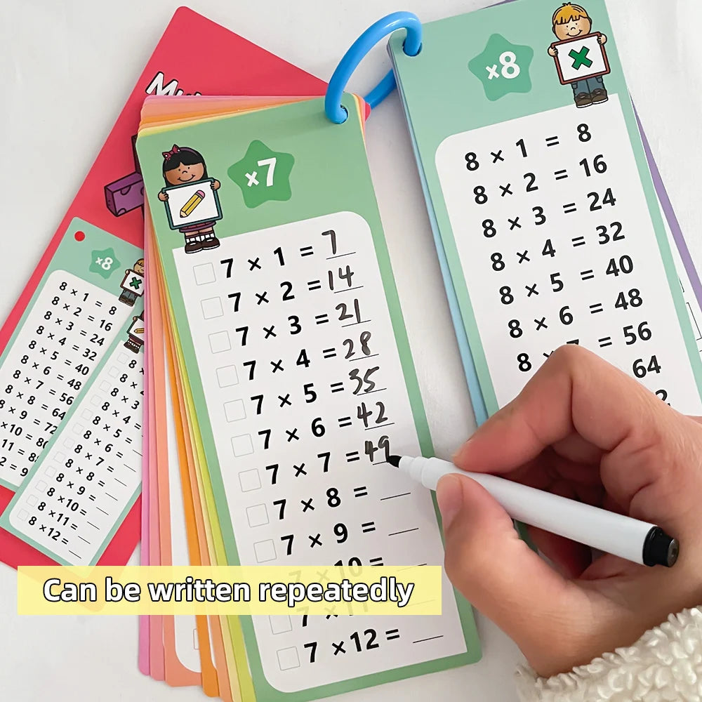 1-12 Maths Table Cards Self Check Math Learning Tool Montessori Mathematical Teaching Aids Add&Subtract or Multiply&Divide Set ALPENZO