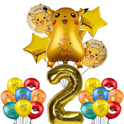 Cartoon Pikachu Theme Birthday Party Disposable Tableware Set Balloons Decorations Photo Props Background Pokemon Party Supplies ALPENZO