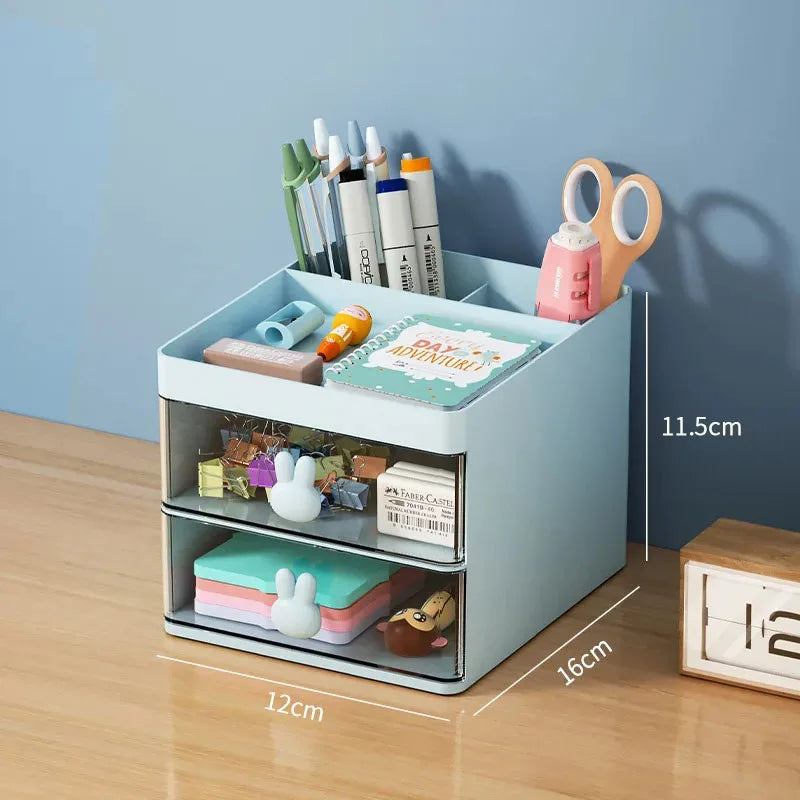 Small Desk Organizer With Drawer, Office Desktop Storage Box, Makeup Organizer, Business Card/Pen/Pencil/Mobile Phone/Stationery ALPENZO