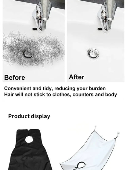 Shaving Apron for Men, Beard Catcher Cape, Hair Trimming Bib for Shaver & Barber, Easy Clean Face & Beard Hair Catcher