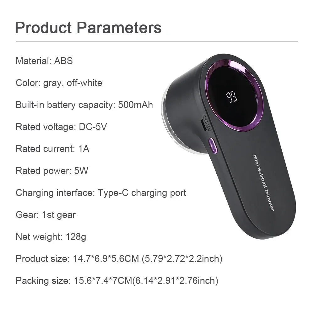 Small Home Clothes Shaving Machine Rechargeable Hair Ball Trimmer Pill Removal Intelligent Digital Display Lints Shaver Trimmer - ALPENZO