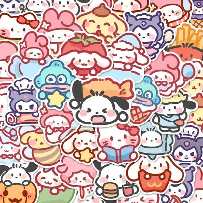 100PCS Cute Cartoon Sanrio Stickers My Melody Kuromi Handbag Decoration Stickers Cinnamoroll Children's Gift Sticker Toy Decals ALPENZO