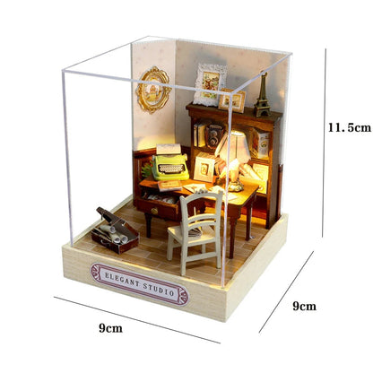 Wooden Miniature Doll House DIY Small House Kit 3D Puzzle Assemble Building Model Home Bedroom Decoration With Furniture Gifts ALPENZO